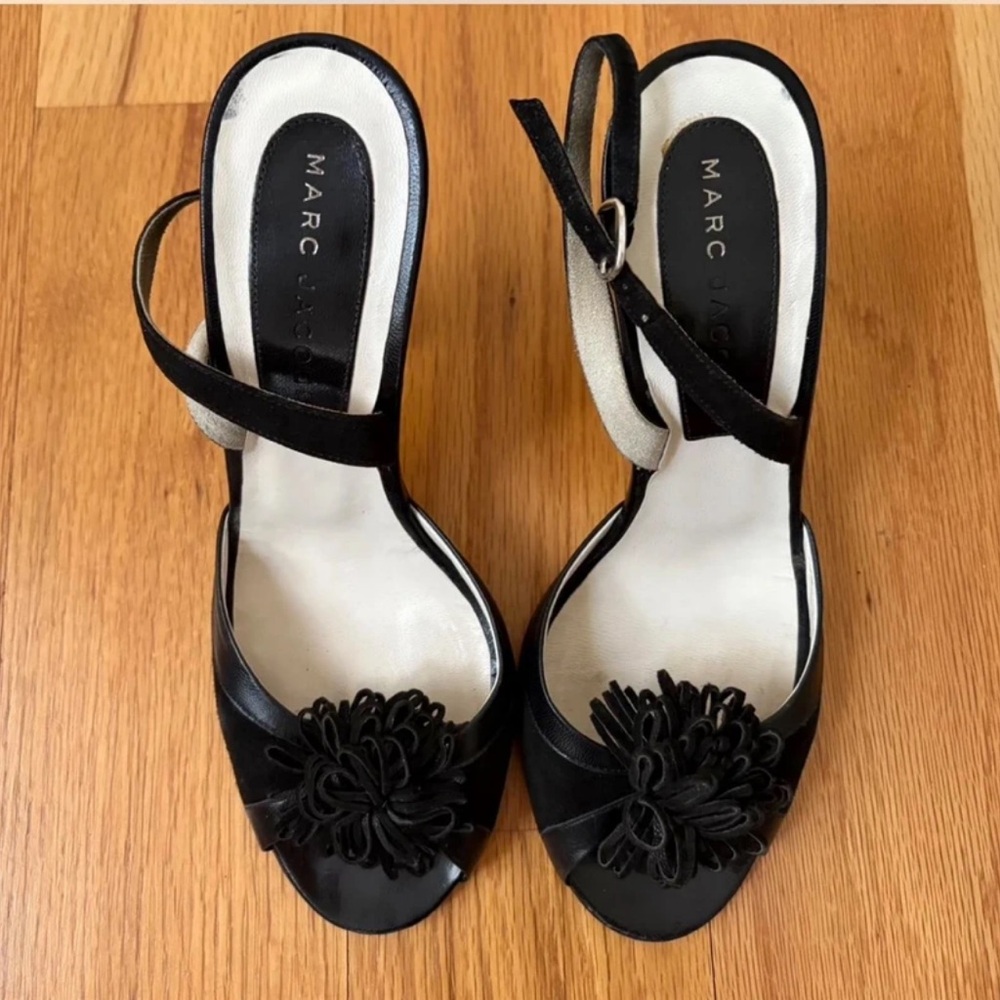 Marc Jacobs Black Heels with Floral Detail